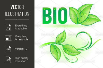 Bio word with leaf elements