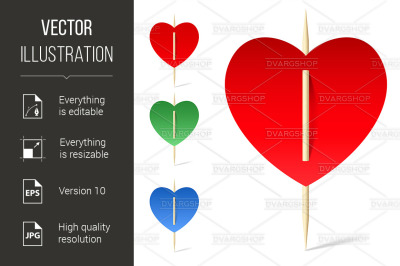 Set of paper hearts on toothpicks