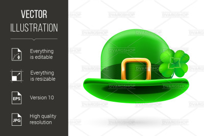 Green bowler hat decorated with clover