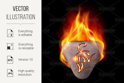 Burning stone with magic rune