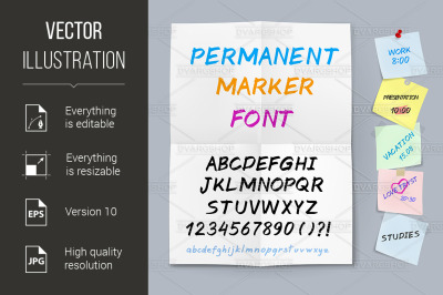 Sticker paper permanent marker font