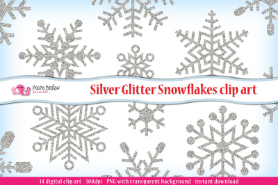 Silver Glitter Snowflakes clipart