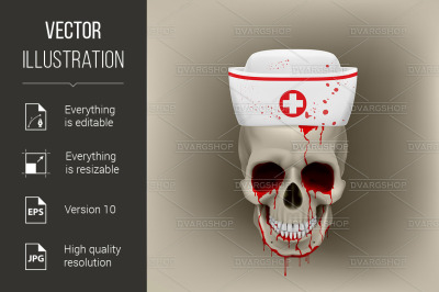 Bleeding skull in nurse cap