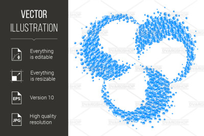 Abstract shape made of water bubbles