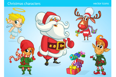 Cartoon Christmas Characters Set