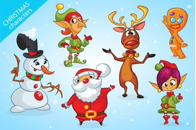 Vector set of Christmas cartoon characters