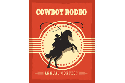 Old west cowboys rodeo retro poster