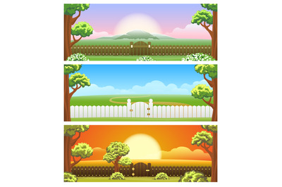 Backyard cartoon background set