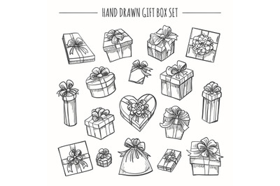 Sketch outline present boxes set