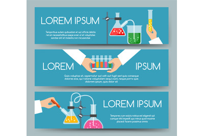 Scientist chemical laboratory banner set