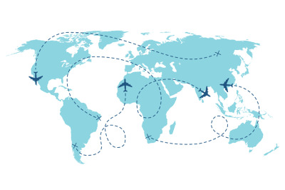 Airplane route. Plane trace line&2C; aeroplanes pathways flight lines&2C; pl