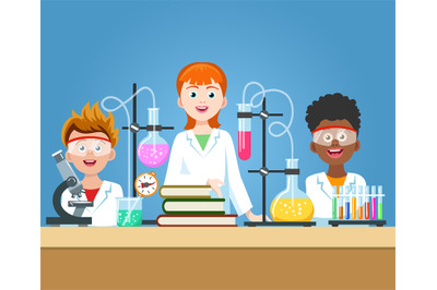 Pupils in chemistry lab