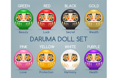 Colored japan daruma monk dolls