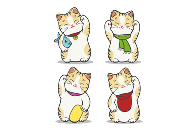 Maneki neko japan cat set