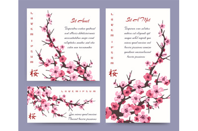 Sakura blossoms cards templates