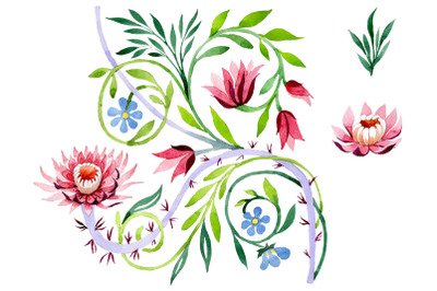 Ornament with lotus Watercolor png