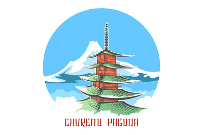 Chureito pagoda landscape japan emblem