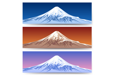 Snow capped mount fuji banners