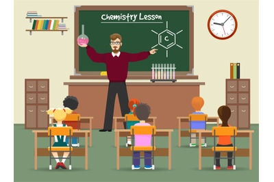 Chemistry lesson classroom illustration