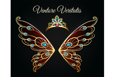 Wings and tiara gold logo