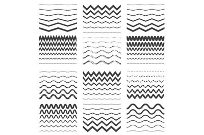 Zigzag and wavy line patterns set