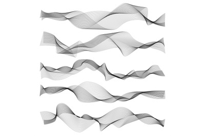 Abstract waves. Graphic line sonic or sound wave elements, wavy textur