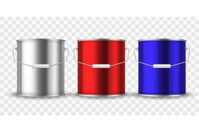 Paint steel can. Silver bucket metal cans package paint aluminum conta