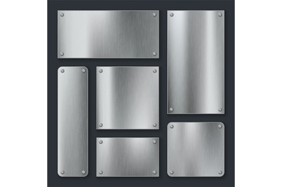 Metal plates. Steel plate, stainless panel chrome tag with screws. Ind