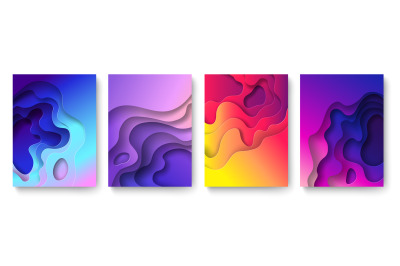 Abstract paper cut background. Cutout fluid shapes&2C; color gradient lay