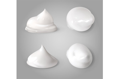 Realistic cream foam. White mousse or foaming milk gel drops light oin