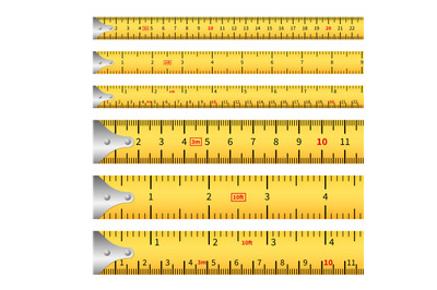 Measuring tapes. Measure inches tape measurement ruler, centimeter met