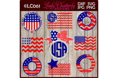Patriotic Flags and Frames for Monogram Designs