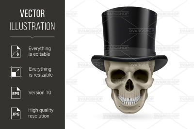 Human skull with hat on