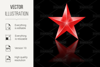 Red star on black background