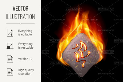 Burning stone with magic rune