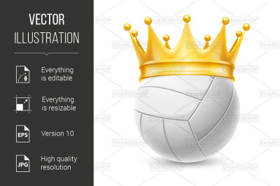Gold crown on a volleyball ball