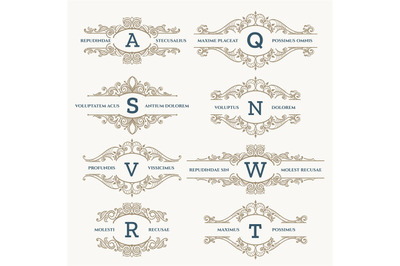 Classic wedding retro logo set