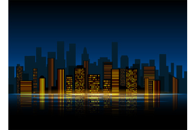 Night city silhouette background