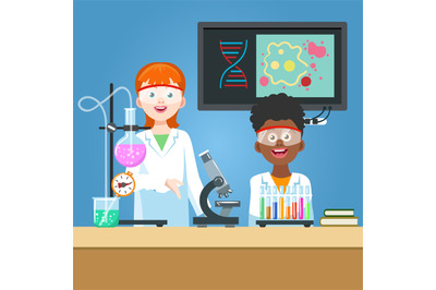 Scientist and student in chemistry laboratory