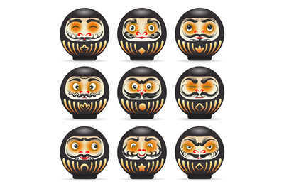 Black emotional daruma dolls set