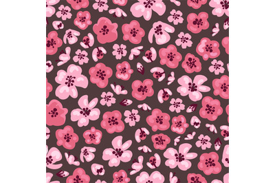 Pink sakura flowers seamless pattern