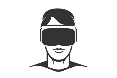 Virtual reality man silhouette