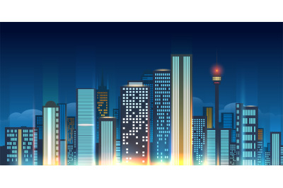 Night city skyline illustration