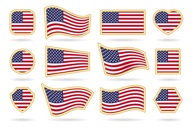 Usa flag badges set