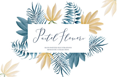 Pastel flowers - patterns and frames