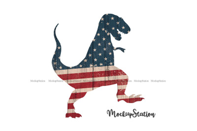 Dinosaur Stars Stripes Sublimation PNG, Patriotic USA Dino