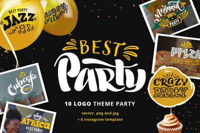 Party lettering, logos set