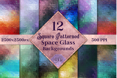 Square Patterned Space Glass Backgrounds - 12 Image Textures