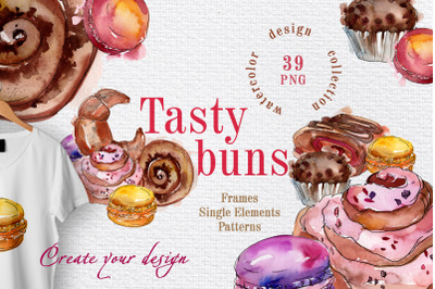 Tasty buns Watercolor png