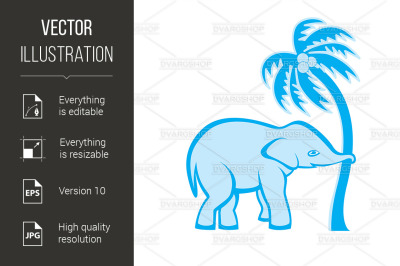 Elephant and palm tree